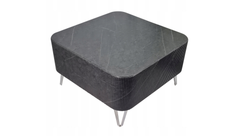 Stolik kawowy ryflowany kwadratowy do salonu 0060  81X81X47 Czarny