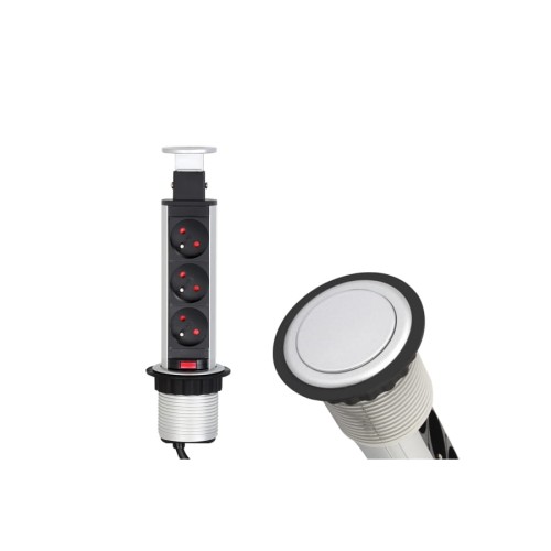 Gniazdo wpuszczane w blat  fi-60 ALUMINIUM