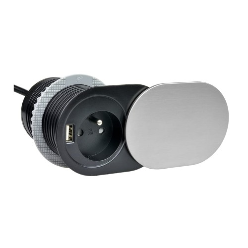 Gniazdo wpuszczane w blat z portem SLIDE BOX USB ALUMINIUM