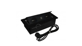 Gniazdo wpuszczane w blat 2x GNIAZDO + 2x USB CZARNY MAT