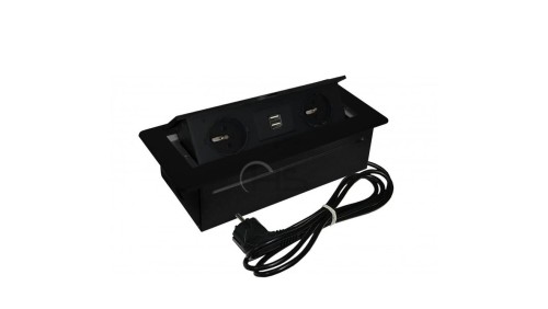 Gniazdo wpuszczane w blat 2x GNIAZDO + 2x USB CZARNY MAT