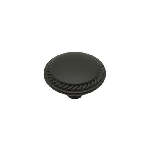 Gałka meblowa  z ozdobną obwódką U46 CZARNY MAT