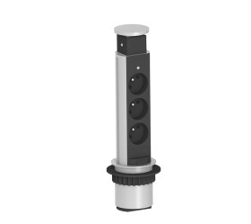 Gniazdo wpuszczane w blat okrągłe  z przewodem ELEKTRIMA TUBUS - Aluminium