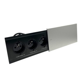 Gniazdo wpuszczane przesuwne 3 gniazda ALUMINIUM