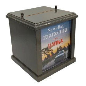 Skarbonka na prezent Dzień Taty z własnym zdjęciem 20×20×20 cm Szary Kwarc