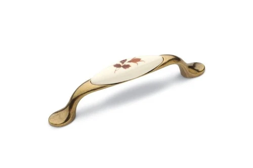 Uchwyt meblowy z  porcelaną DP19-AB-MLK-2  96 mm Stare Złoto