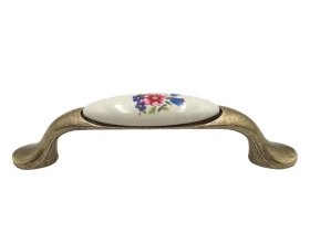 Uchwyt meblowy porcelana L-1947 MLK -1 96 mm Stare Złoto