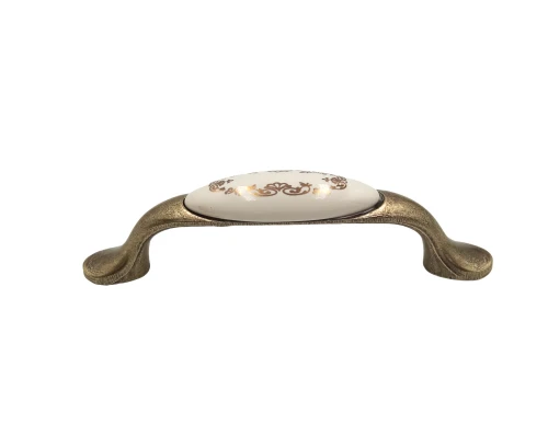 Uchwyt meblowy porcelana L-1947 MLK - 3- 96 mm Stare Złoto
