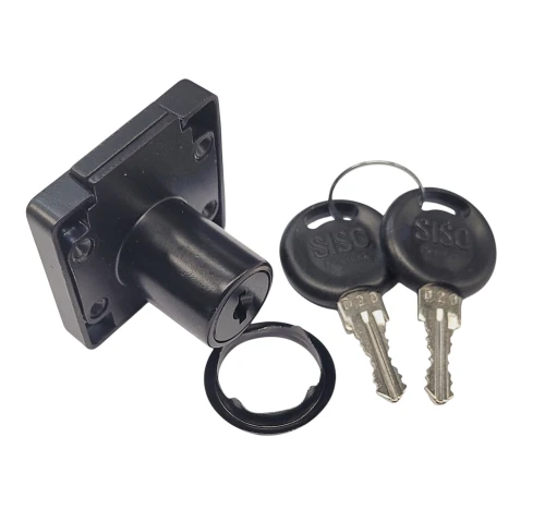 Zamek meblowy kwadratowy SISO system 1 klucza - Czarny