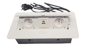 Gniazdo wpuszczane w blat 2 x 230 V + 2 USB z przewodem i wtyczką - Białe