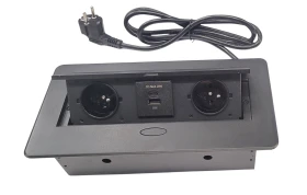 Gniazdo wpuszczane w blat 2 x 230 V + 2 USB z przewodem i wtyczką - Czarne