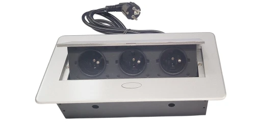 Gniazdo wpuszczane w blat 3x Gniazdo - Aluminium