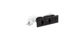 Gniazdo wpuszczane potrójne - 2 X 230 V + USB Czarne 